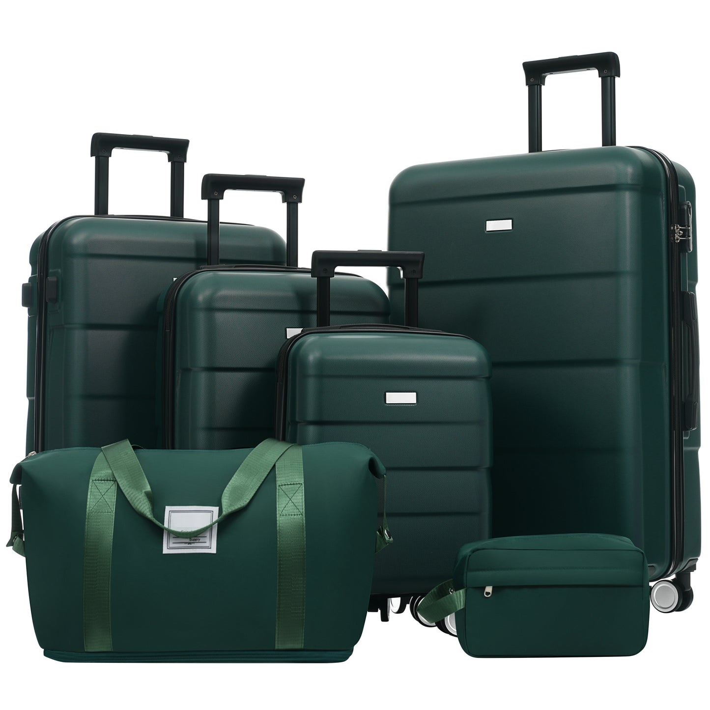 Hardshell Luggage Sets 6 Piece with 2 Bags, Password Lock Spinner Wheels,