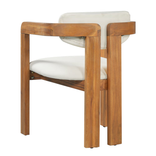 Set of 2 Acacia Wood Outdoor Armchairs with Cushions, Beige or Gray