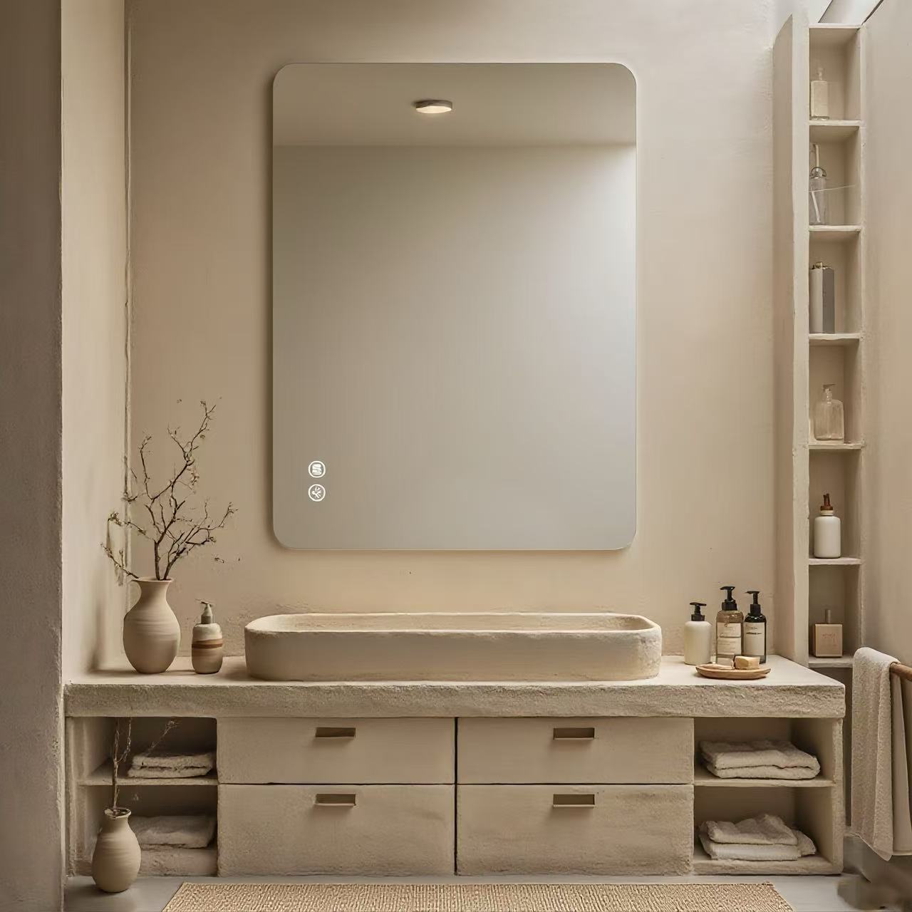 LED Backlit Bathroom Mirror – Modern Rectangular Wall Mirror with Illuminated Light, Vanity Mirror