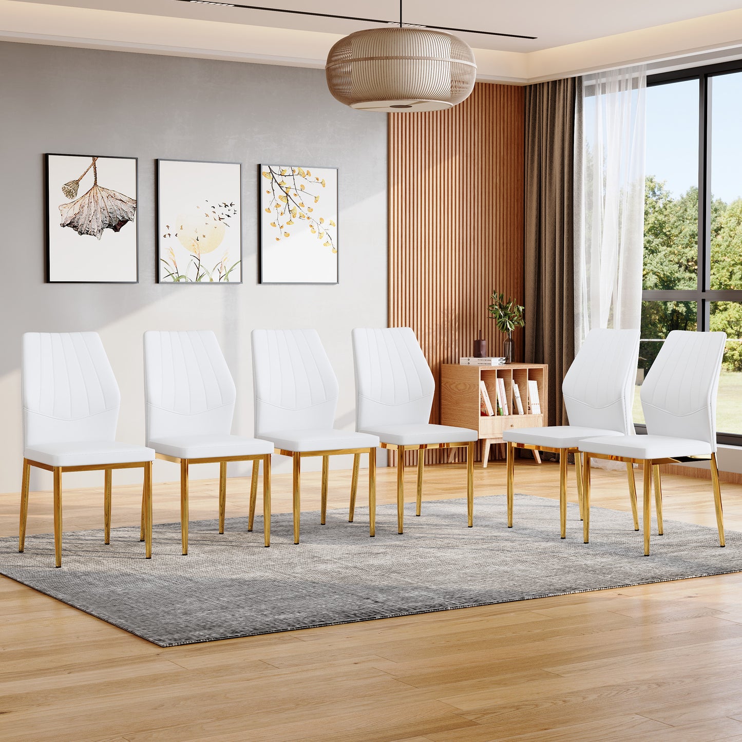 Modern Dining Chair – 37" High Back Upholstered Chair with Ergonomic Design & Metal Legs