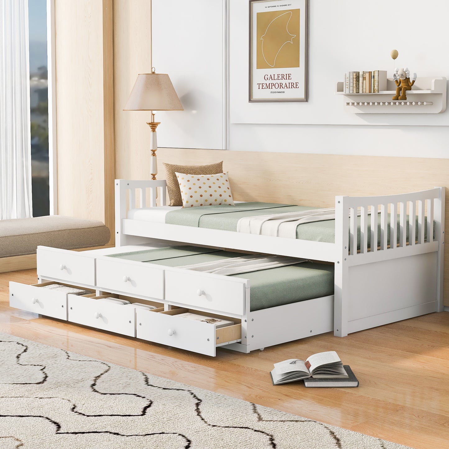 Daybed with Trundle and Drawers, Twin Size