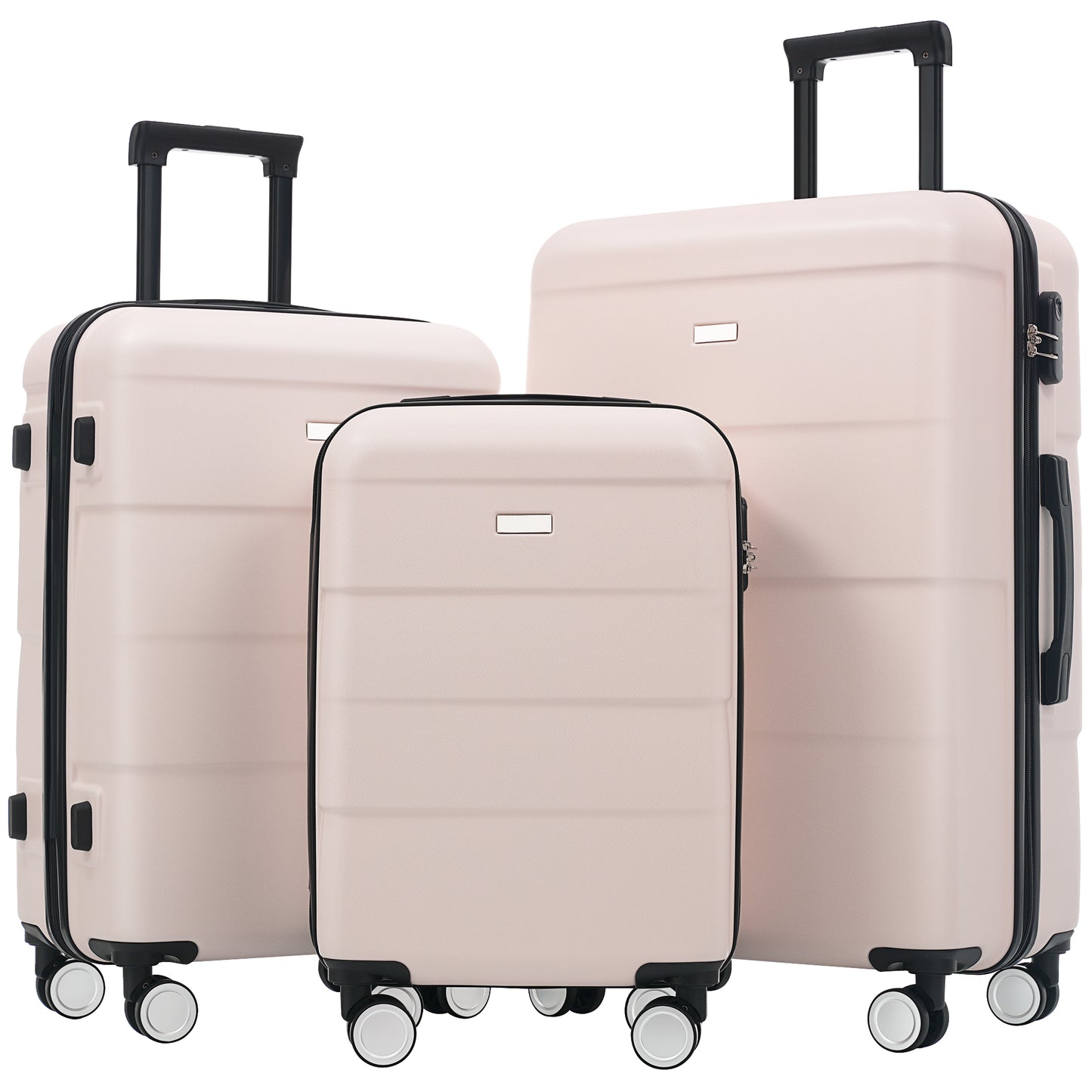 Hardshell Luggage Sets 3 Piece Double Spinner Wheels Suitcase with Handle Password Lock, Lightweight 20'+24'+28' Luggage