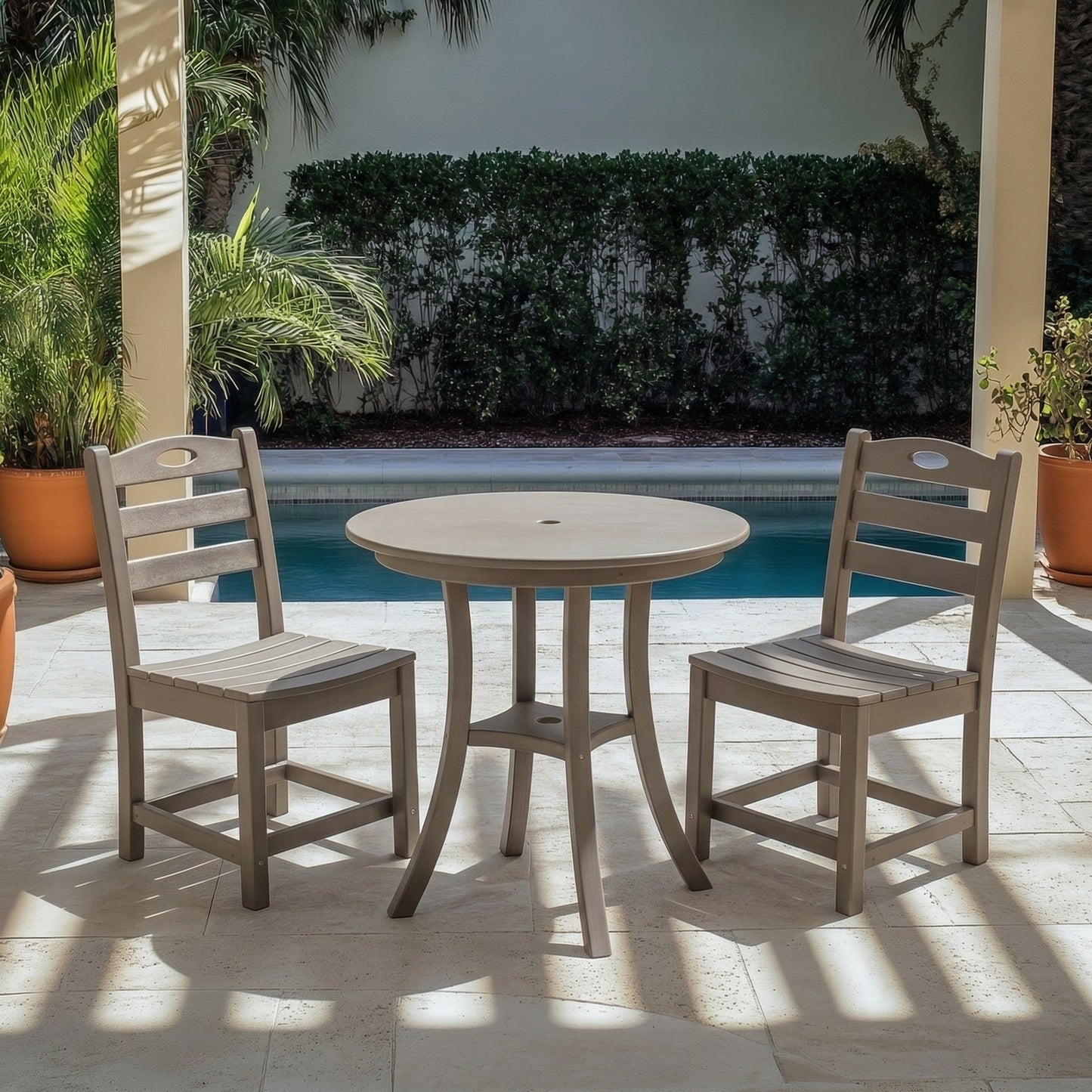3-Piece HDPE Outdoor Patio Bistro Set with Round Table and 2 Chairs