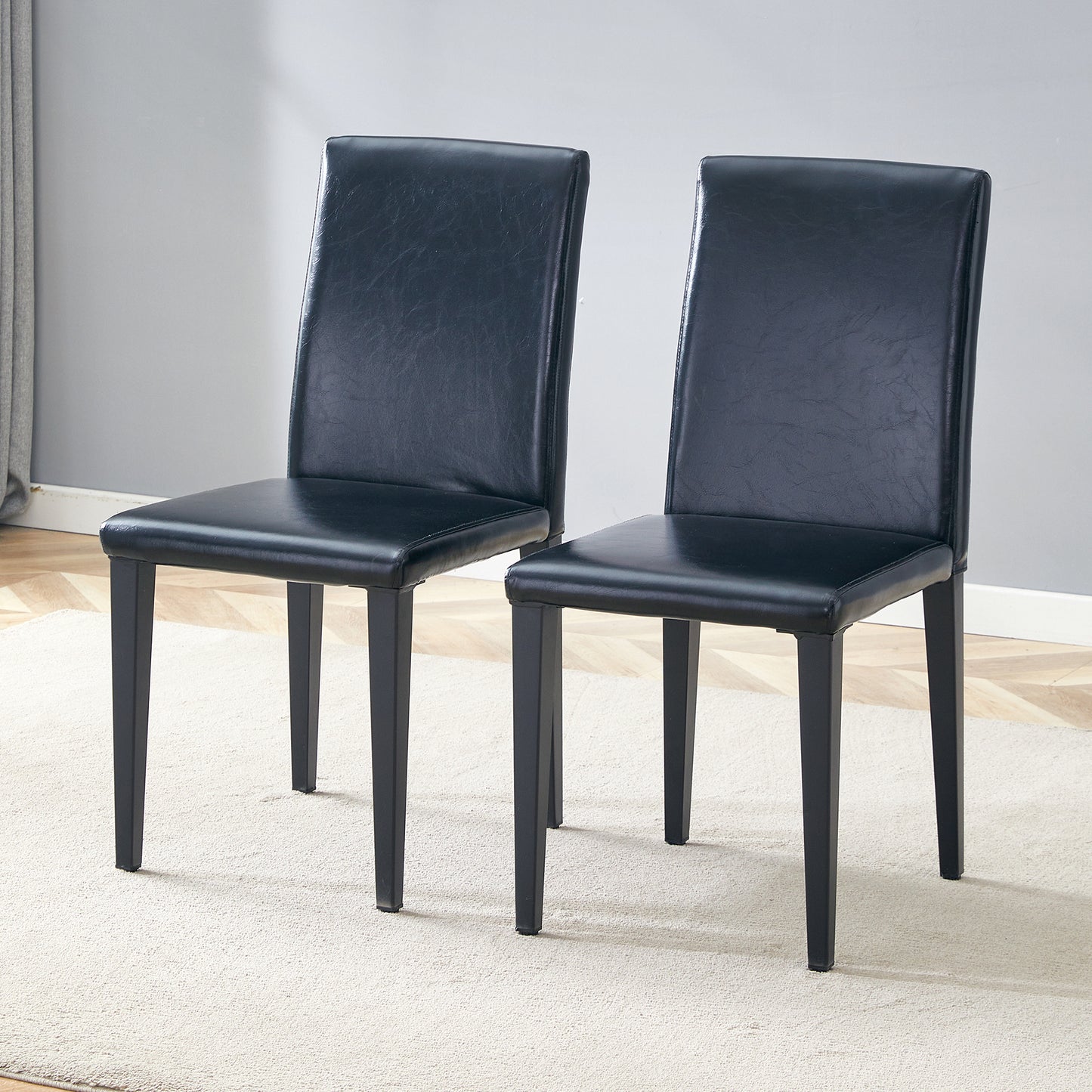 Modern PU Leather Dining Chair – Upholstered Kitchen Chair with Metal Legs, Simple & Versatile Seating