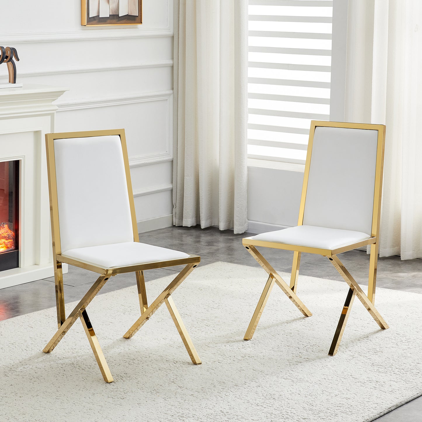 Modern PU Leather Dining Chair – Ergonomic Upholstered Chair with Metal Frame, Luxury Kitchen & Dining Seating