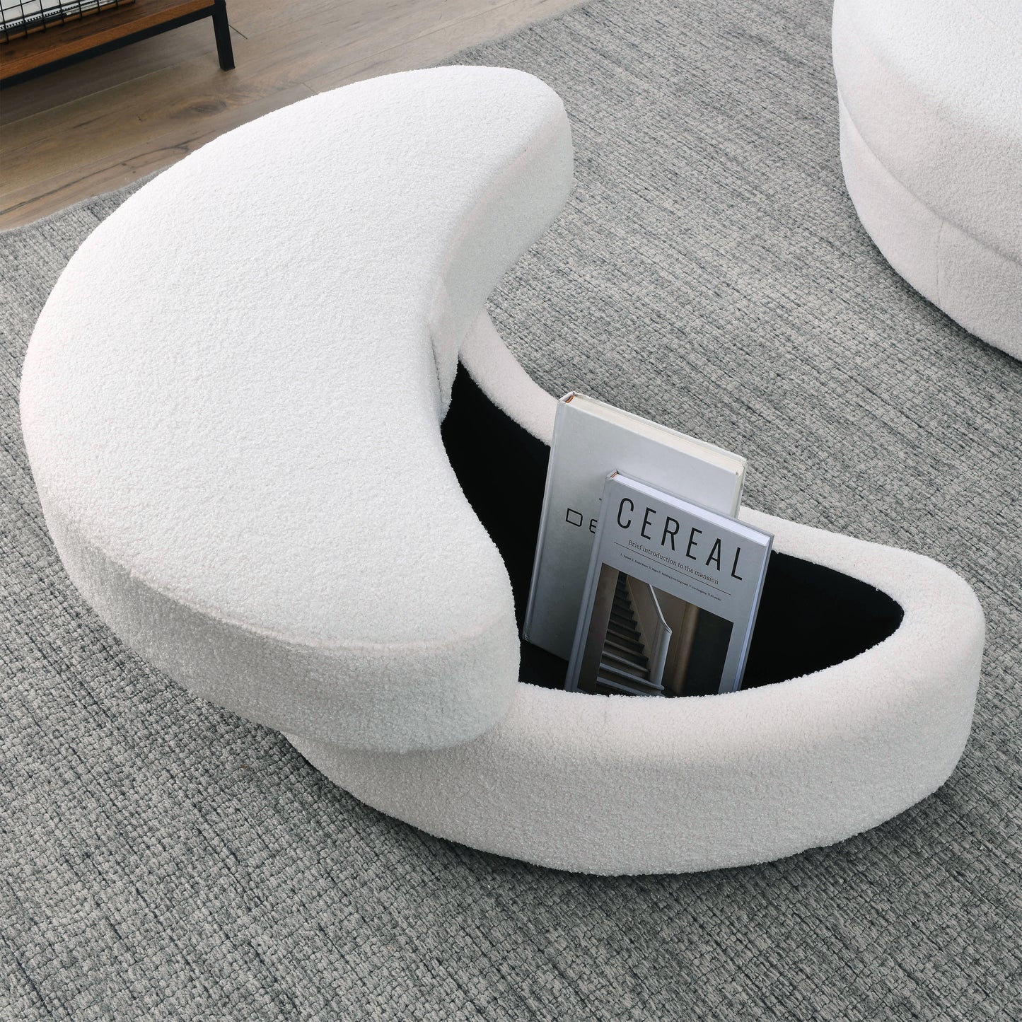 Swivel Accent Barrel Modern Sofa Lounge Club Big Round Chair with Storage Ottoman Linen Fabric for Living Room Hotel with Pillows,Teddy White (Ivory)