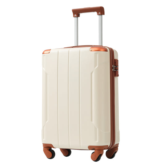 Luggage Set White Brown ABS for travel organization