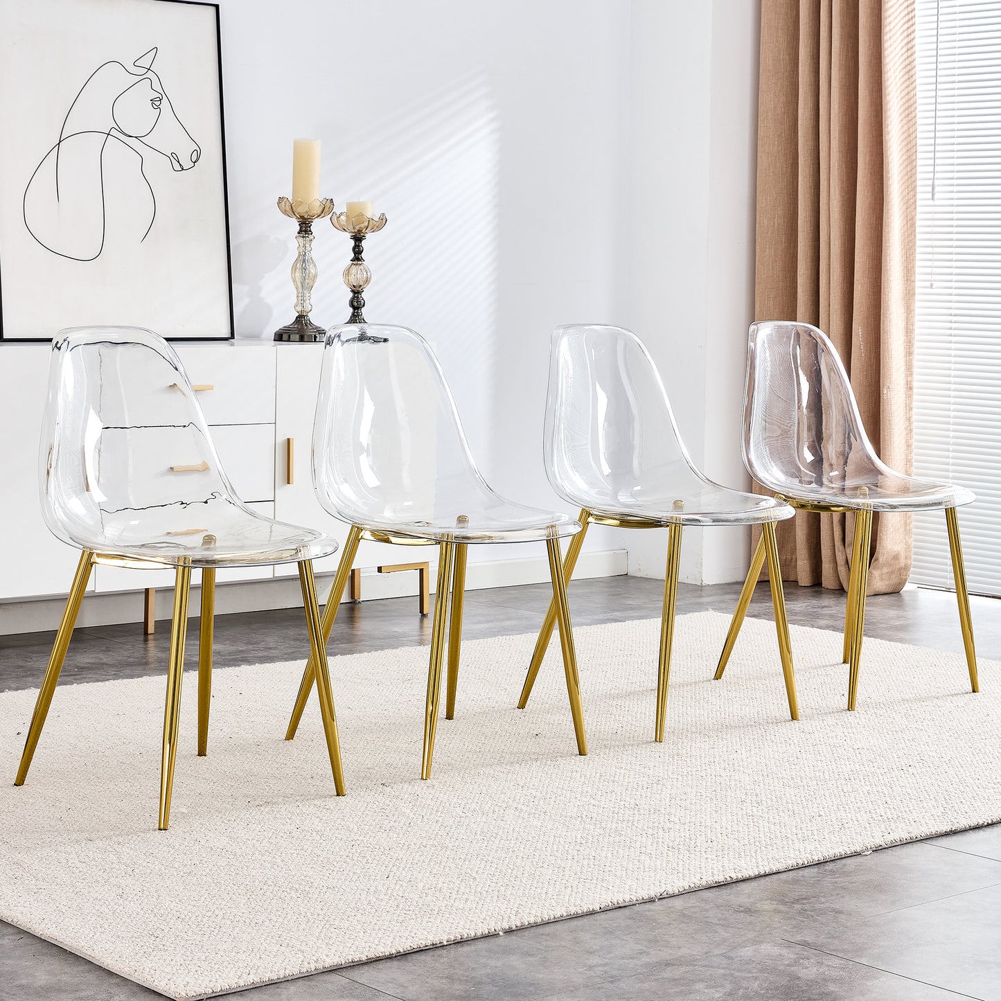 Transparent Dining Chair – Modern Clear Plastic Armless Chair, Nordic Style Vanity & Accent Seating