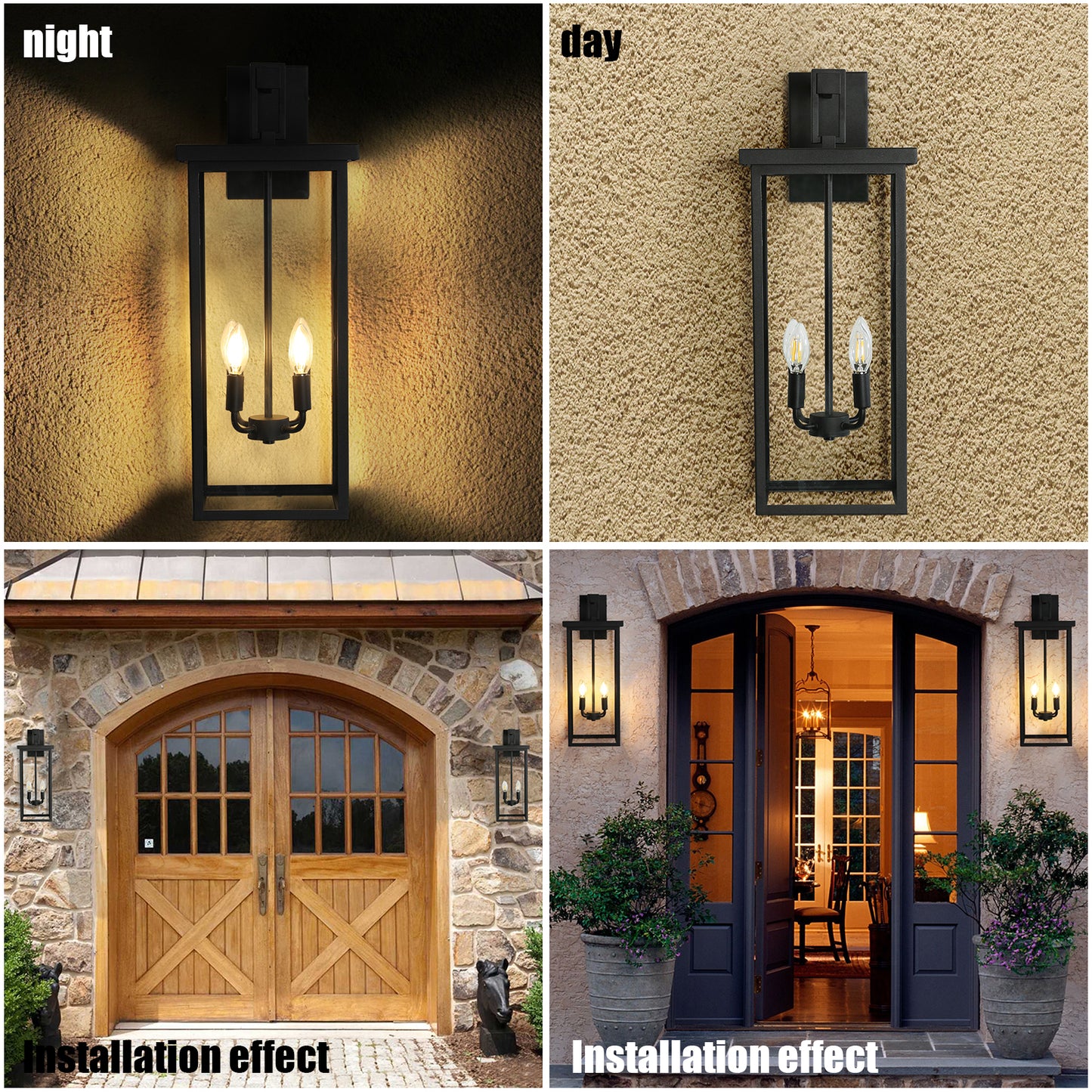 (Same as W1340119951/L1013) 4-Light Black Outdoor Wall Light (No Bulbs)