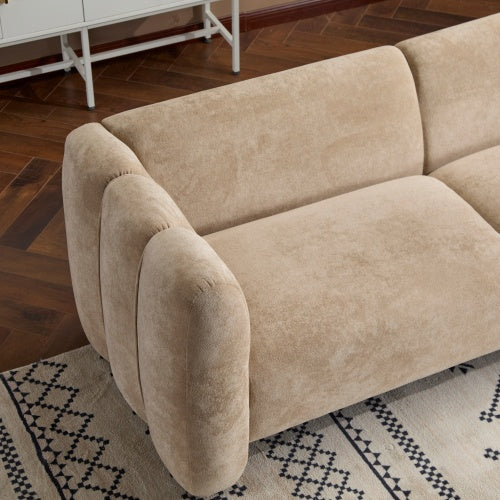 83" Wave Design 3-Seater Sofa – Modern Upholstered Curved Couch for Living Room, Bedroom, Apartment & Office