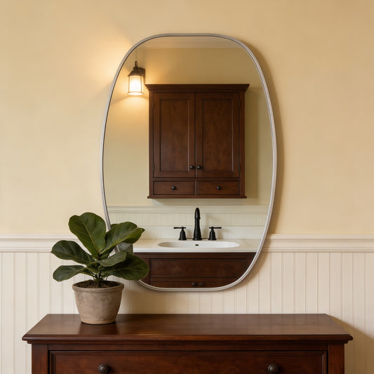 24" x 36" Metal Framed Oval Bathroom Mirror, Modern Aluminum Vanity Wall Mirror with HD Tempered Glass for Bathroom, Bedroom & Entryway