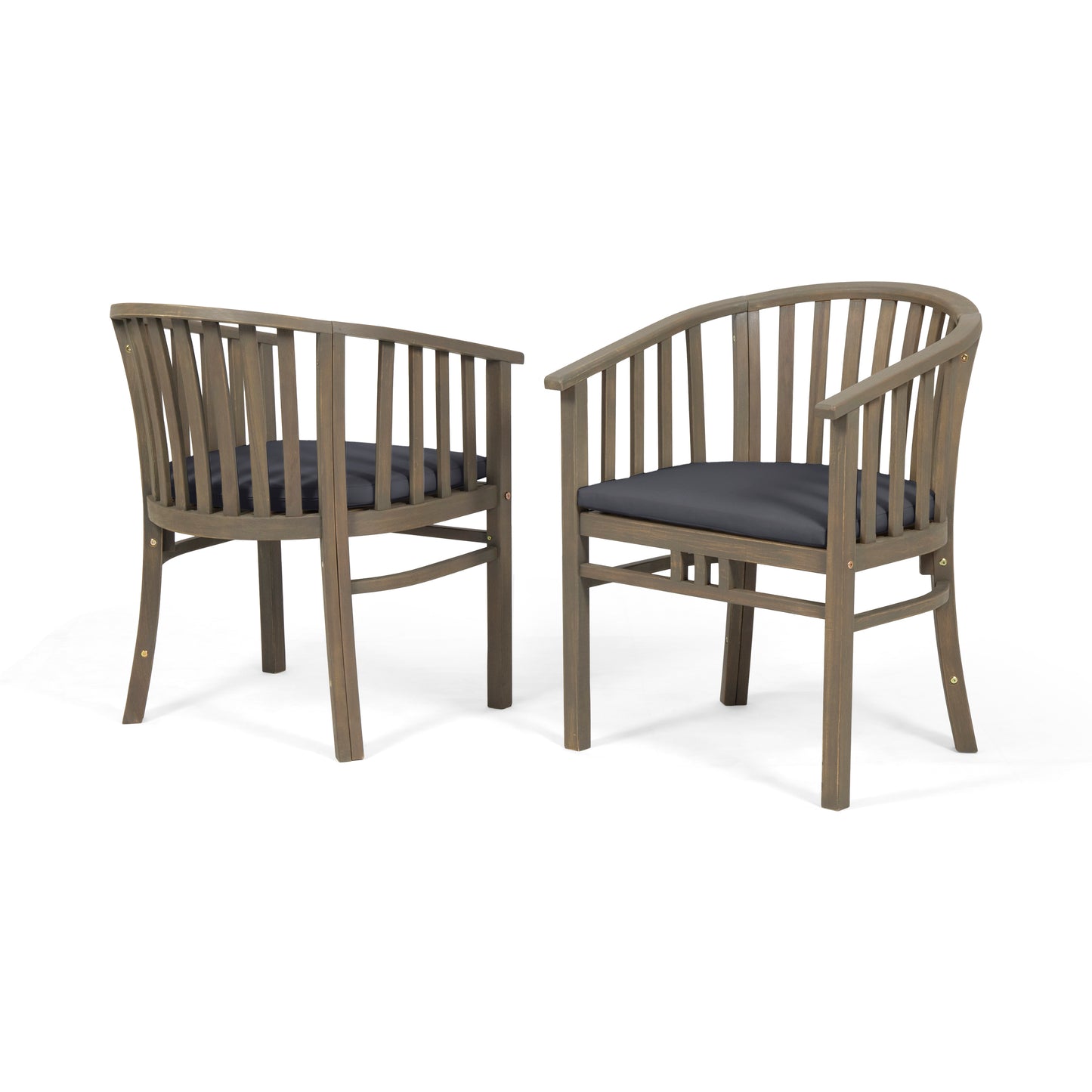Outdoor Acacia Wood Dining Chairs with Water-Resistant Cushions – Set of 2 Patio Armchairs with Open Slat Design
