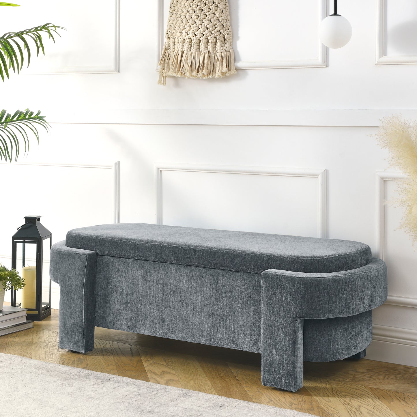Upholstered Bench with Large Storage Space for Living Room, Entryway and Bedroom