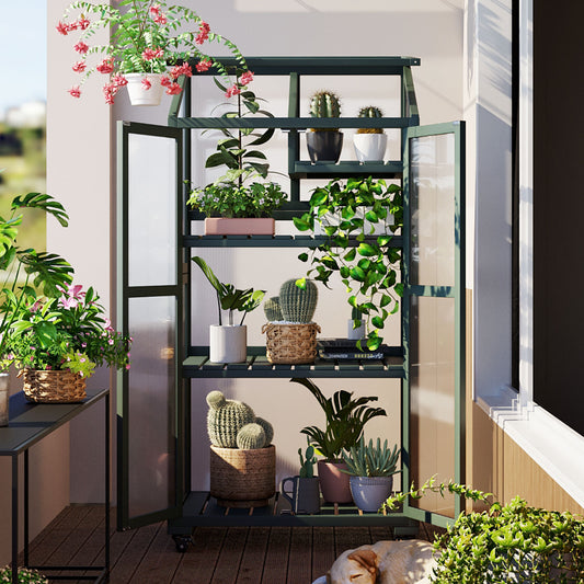Garden Greenhouse Solid Wood Green for Patio, Garden, or Backyard