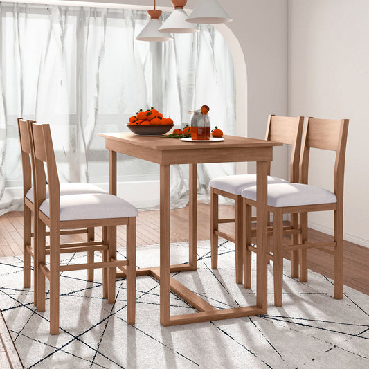 Dining Table Set Farmhouse Solid Wood Brown for Dining Room or Kitchen