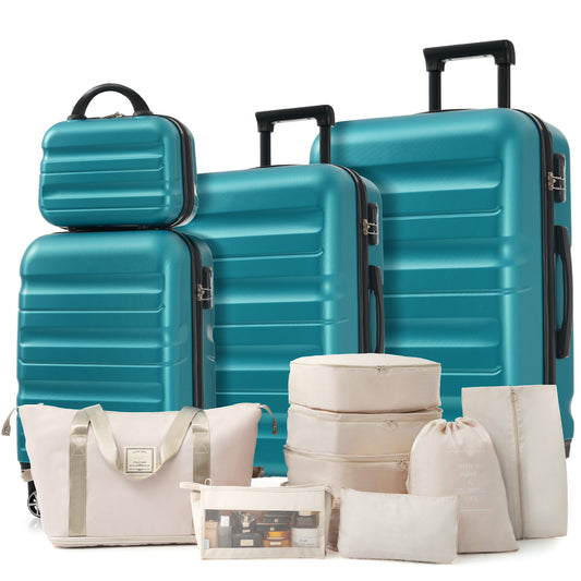 Blue and Inky Blue and Pink ABS Hardshell Carry-On Luggage Set with Spinner Wheels