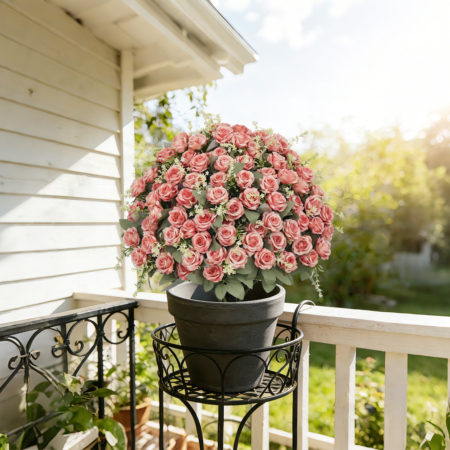 24-Inch Artificial Rose Decoration UV Resistant, Lifelike Faux Floral Plants Suitable for Indoor &