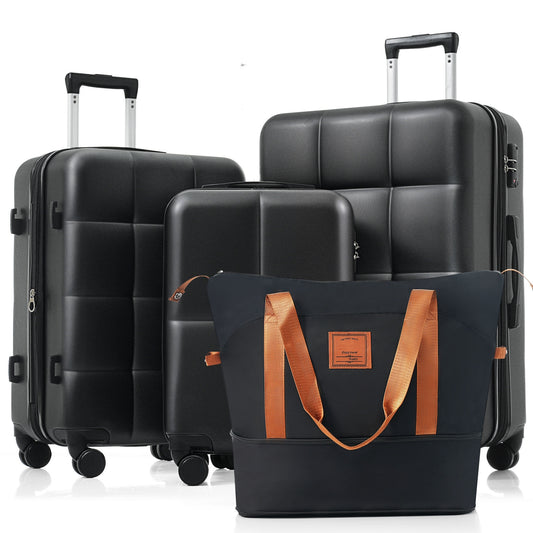Luggage Set Black And Brown ABS for travel organization