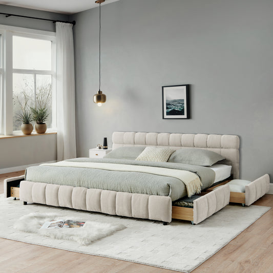Platform Bed California King Multiple Color Options Foam Modern with Storage and Drawer Storage for Bedroom or Guest Room