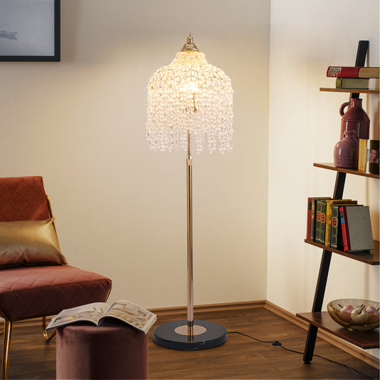 Floor Lamp Crystal and Iron Gold Vintage 3-Light for Dining Room and Kitchen Island
