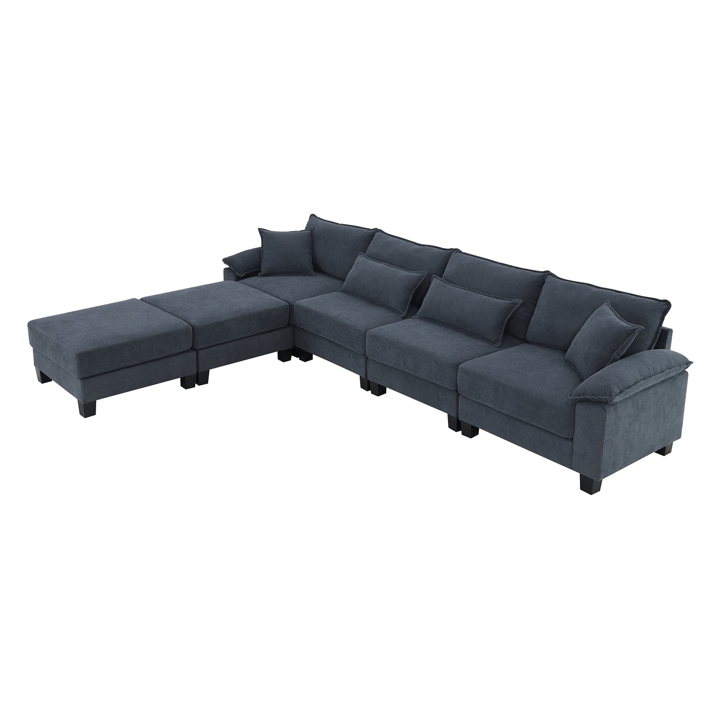 133*65" Corduroy Modular Sectional Sofa,U Shaped Couch with Armrest Bags,6 Seat Freely Combinable Sofa Bed,Comfortable and Spacious Indoor Furniture for Living Room, 2 Colors