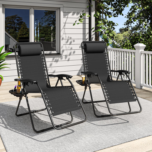 Zero Gravity Folding Recliner Chair with Headrest, Removable Tray and 90°–170° Recline
