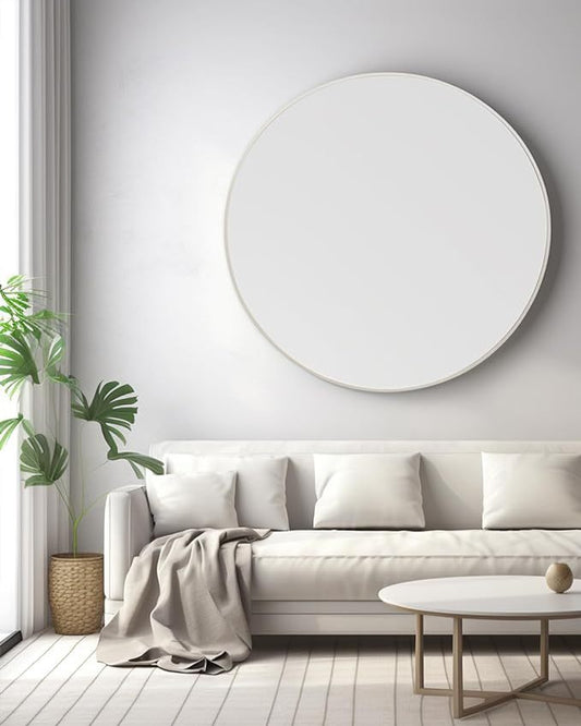 Oversized Round Metal Frame Wall Mirror for Bathroom Vanity, Bedroom, or Entryway Décor