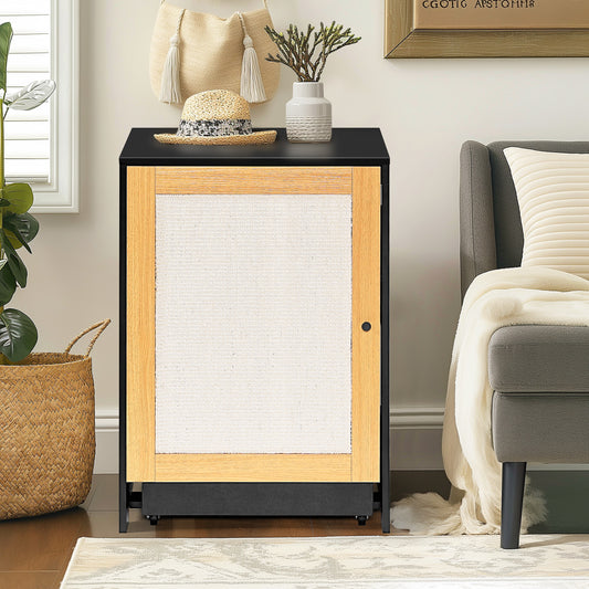 Cat Litter Box Enclosure Black Particle Board with Storage for Pet-Friendly Home Organization