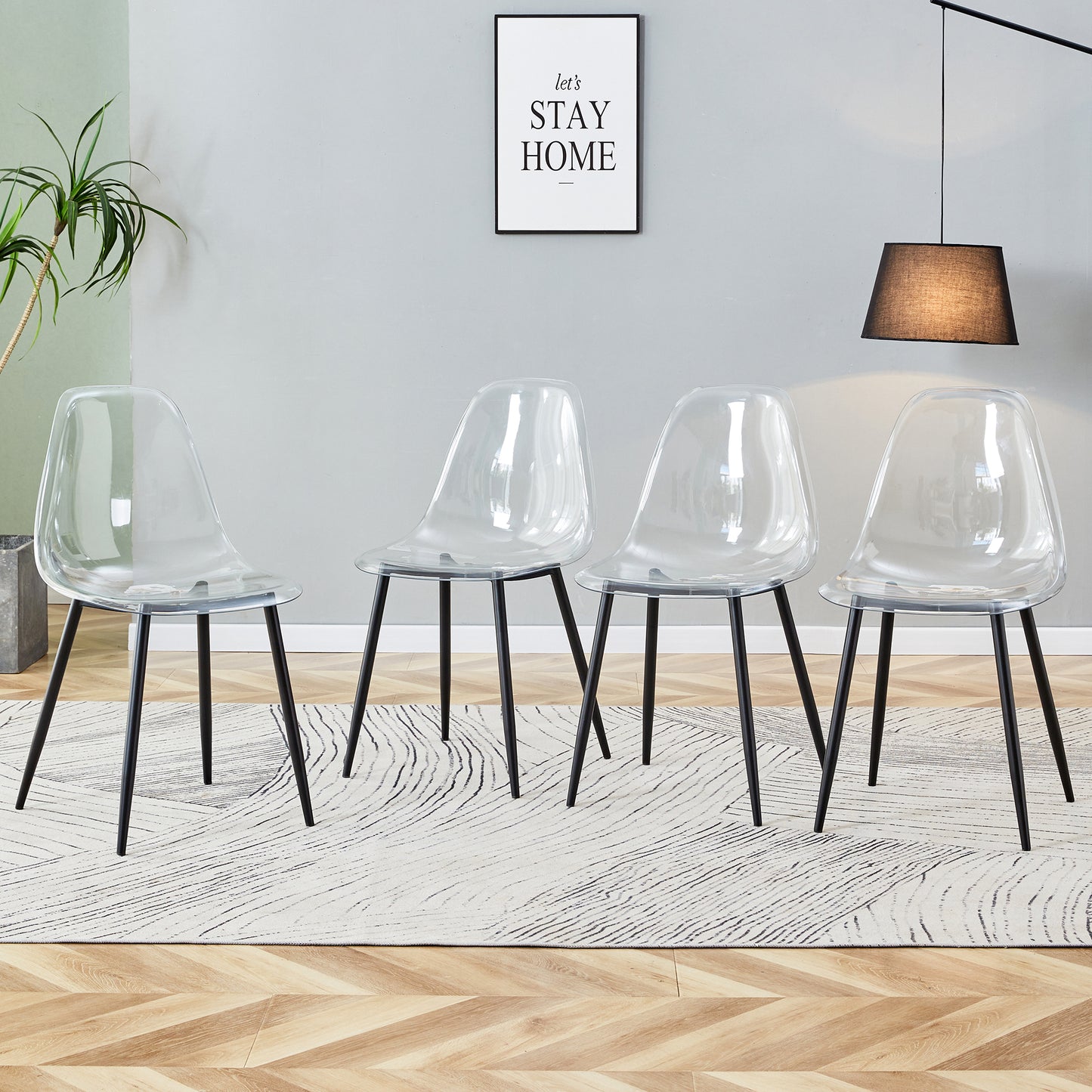 Transparent Dining Chair – Modern Clear Plastic Armless Chair, Nordic Style Vanity & Accent Seating
