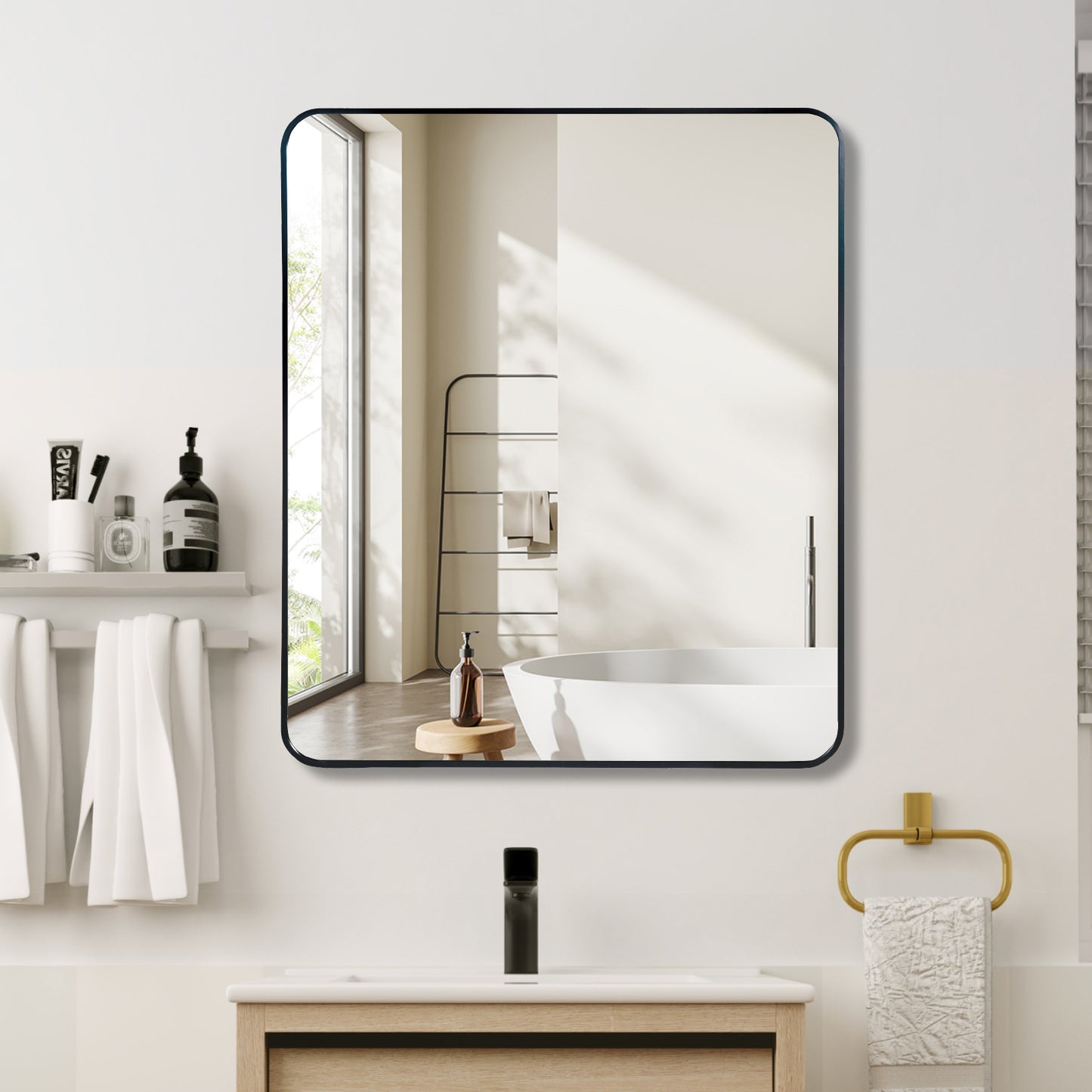 Rectangular Bathroom Wall Mirror – 30" x 36" Modern Vanity Mirror, Minimalist Decorative Mirror