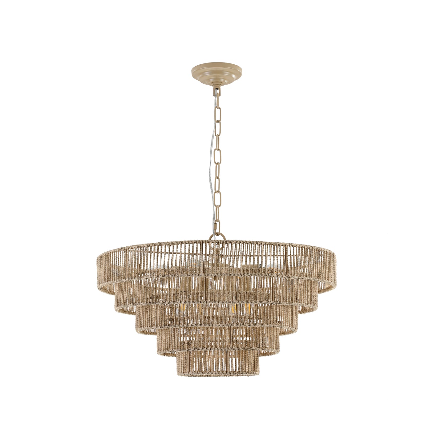 (Same as W1340P155977/L1019-5) Bohemian style Woven Pendant Light 23.6 Inch Rattan Ligh Large Rattan Pendant Light with 5-Tier Rattan Chandelier--Wood