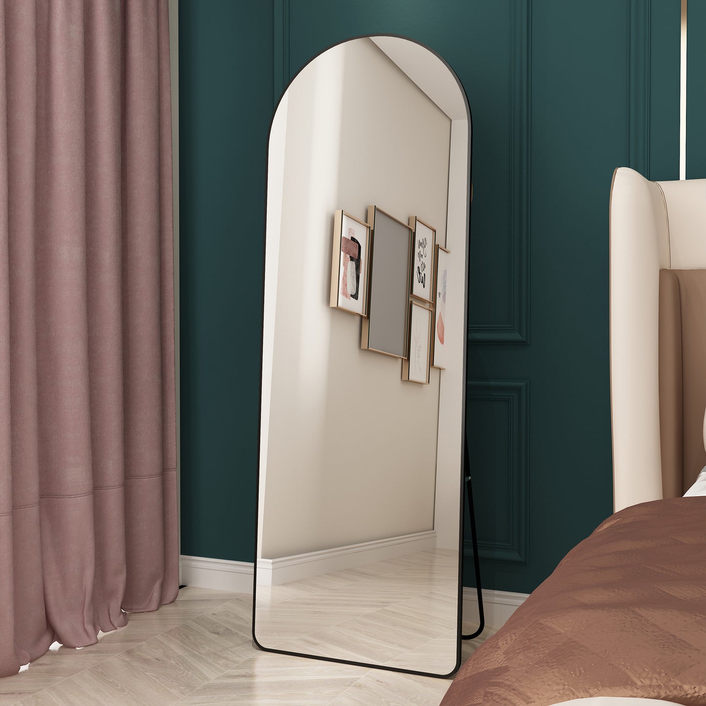 Arched Full Length Mirror – Aluminum Alloy Frame Floor Mirror, Wall Mounted Modern Dressing Mirror