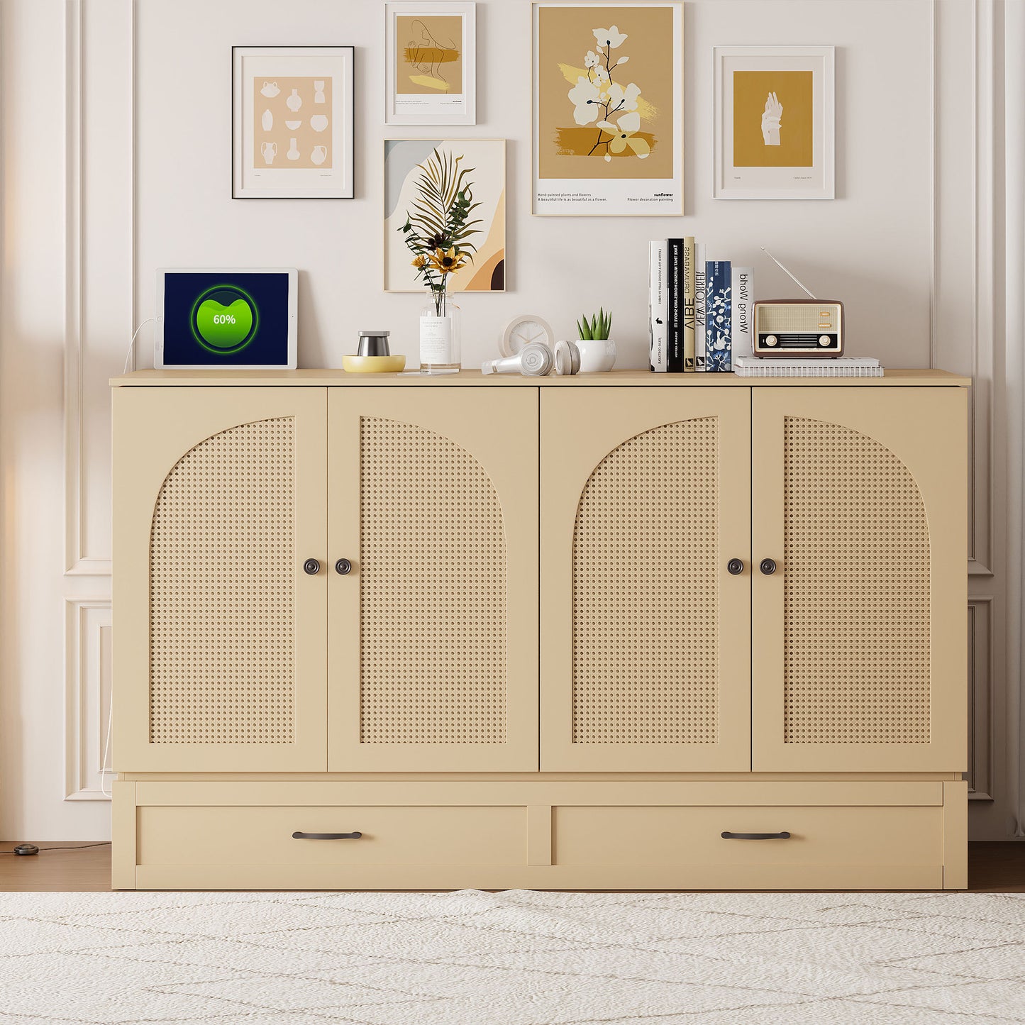 Queen Size Murphy Bed with Large Drawers