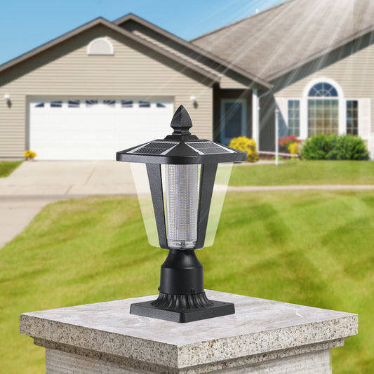 15'(H) Solar Powered Outdoor Lantern, Modern Garden Light with LED for Pathways, Yards, and Driveways