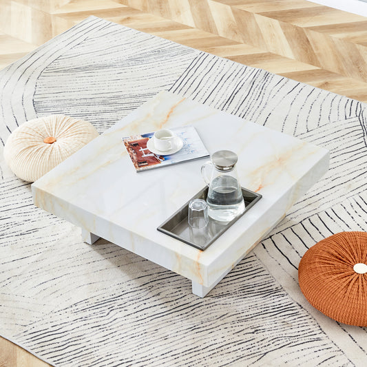 Coffee Table MDF Marble Texture for Living Room Accent and Display