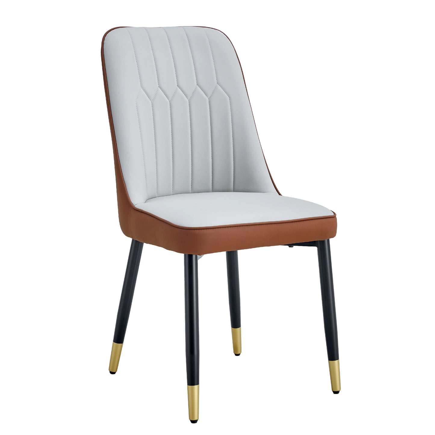 Modern Dining Chairs Set of 4 – PU Leather Upholstered Chairs with Black Metal Legs, Kitchen & Dining Seating