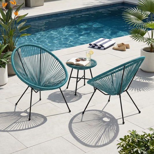 Outdoor Faux Rattan Basket Chairs Set of 2 – Modern Woven Patio Lounge Chairs with Steel Frame
