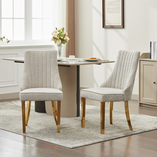 Dining Chairs Set of 2 Multiple Color Options Chenille Modern with Backrest and Tufted Detail for Dining Room or Kitchen Seating