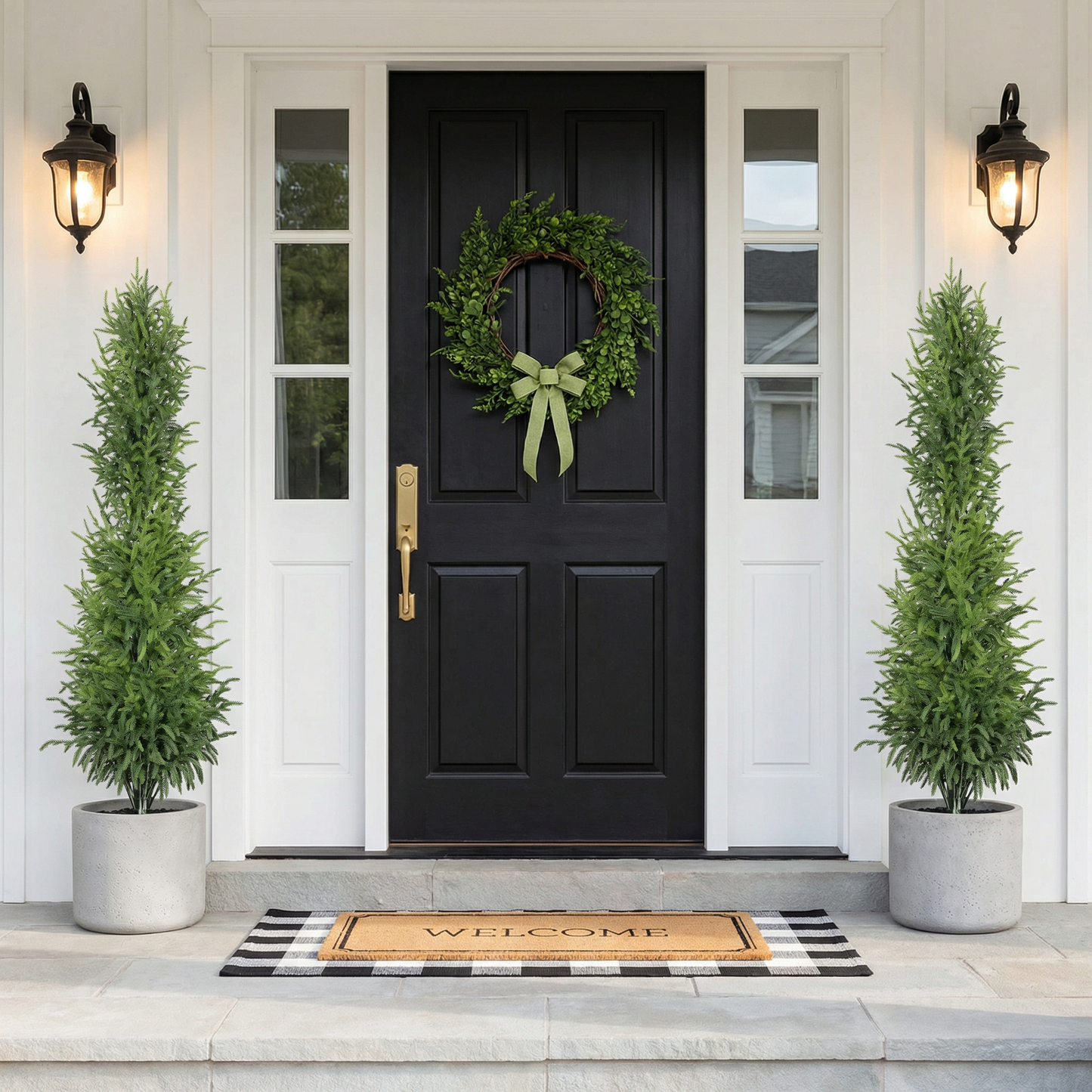 Artificial Real Touch Pine Tree in Black Plastic Pot