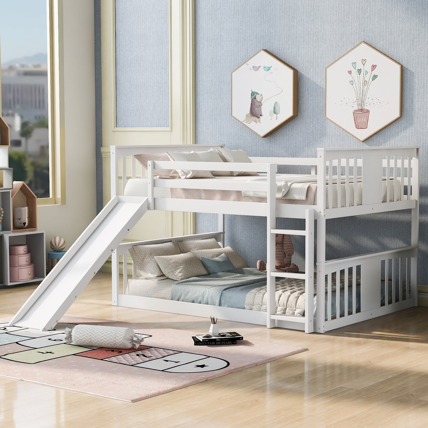Full Over Full Bunk Bed with Ladder with Slide