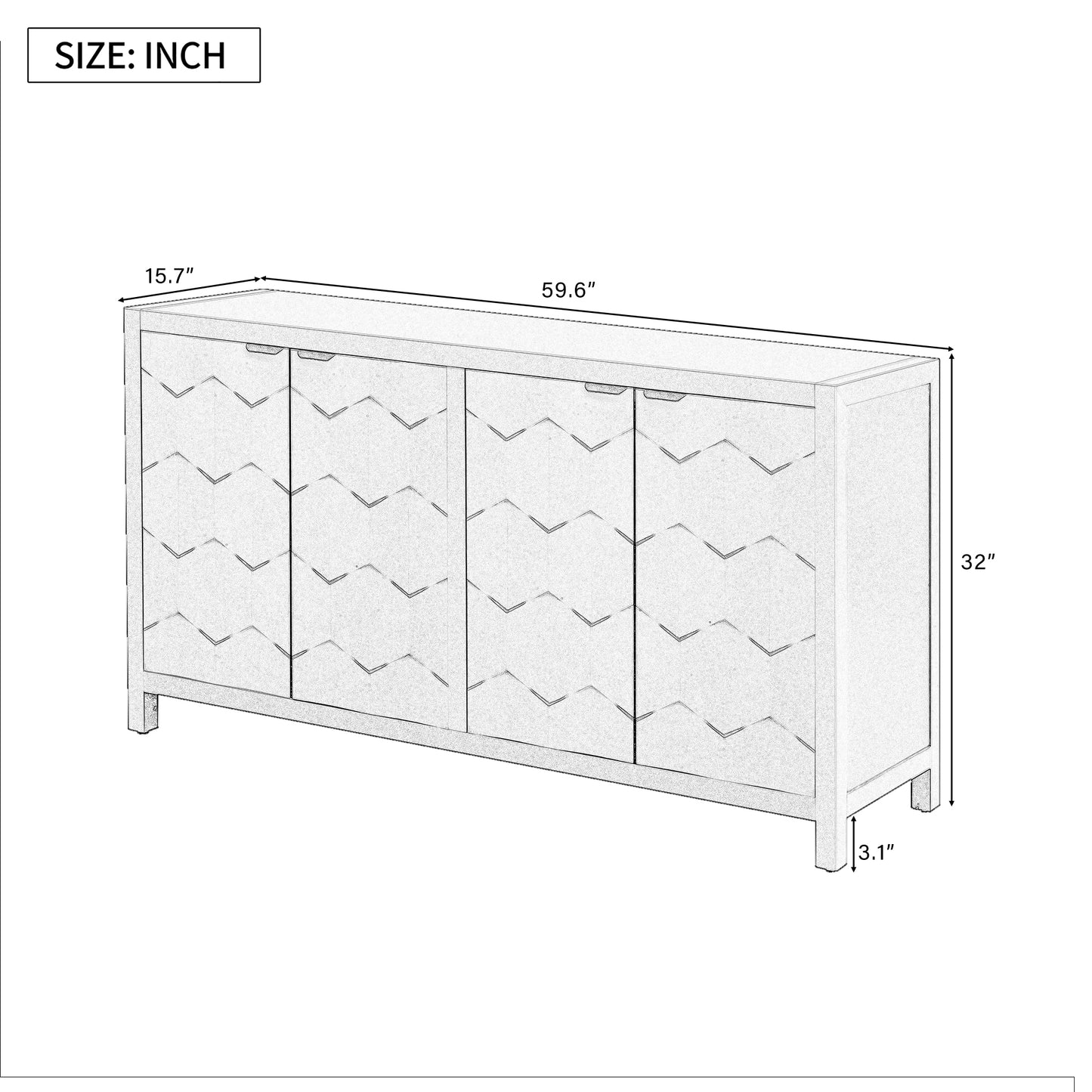 Luxurious Four-Door Sideboard with Honeycomb Patterned Doors, Offering Ample Storage for Study,Entrance and Living Room