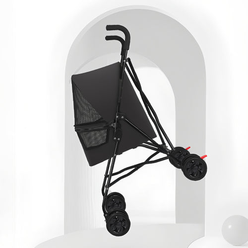 Lightweight Foldable Pet Stroller with Mesh Ventilation and Cup Holder – Travel Stroller for Small Dogs & Cats