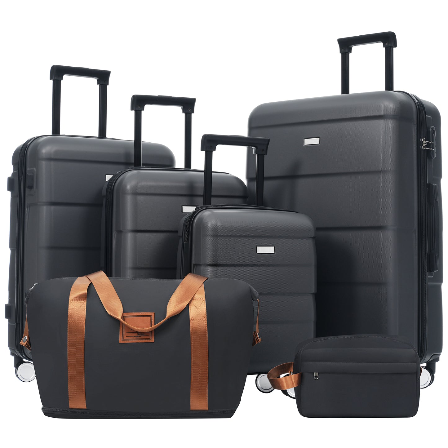 Hardshell Luggage Sets 6 Piece with 2 Bags, Password Lock Spinner Wheels,