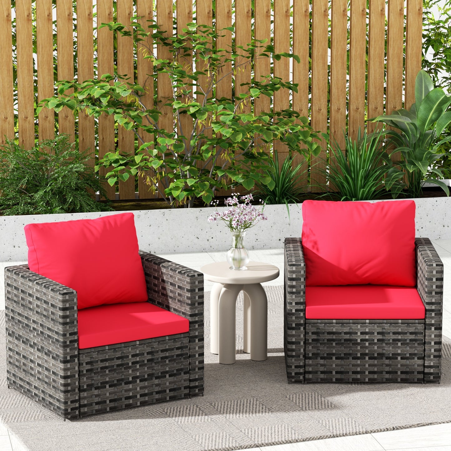 Outdoor Patio Rattan Sofa Set – Garden Wicker Chair Set with Cushions, Durable Steel Frame, 360 lb Capacity Seating
