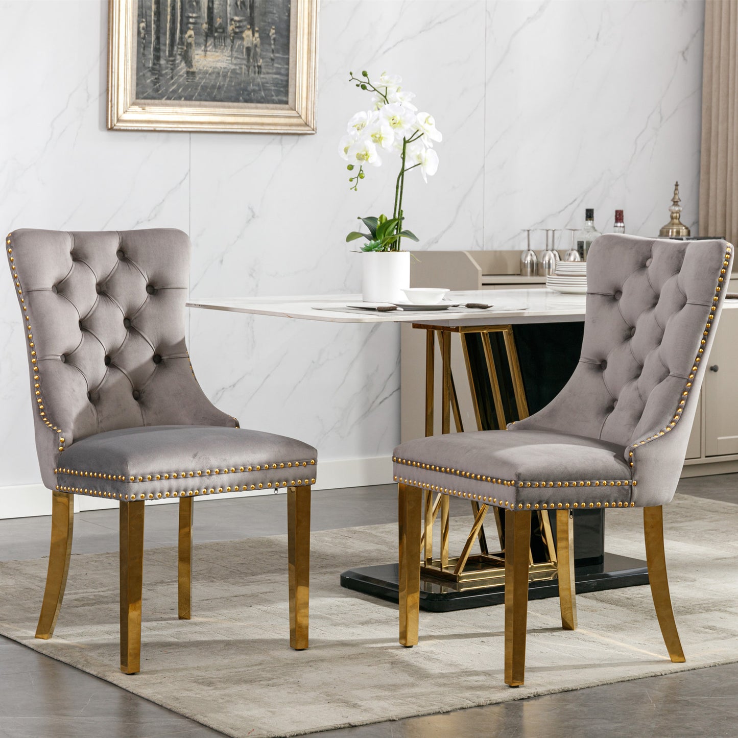 Nikki Collection Modern, High-end Tufted Solid Wood Contemporary Velvet Upholstered Dining Chair