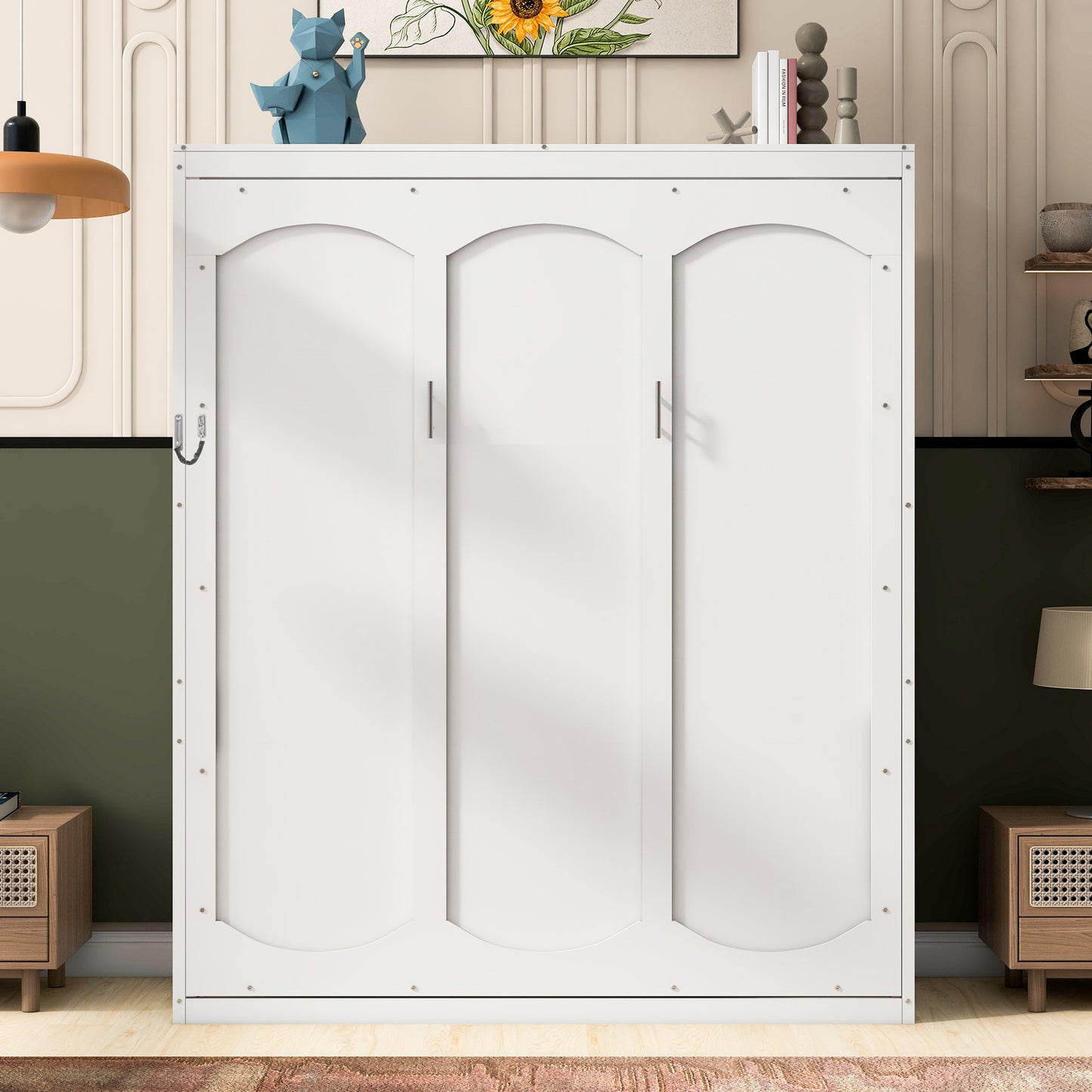 Queen Size Murphy Bed Wall Bed with Shelves