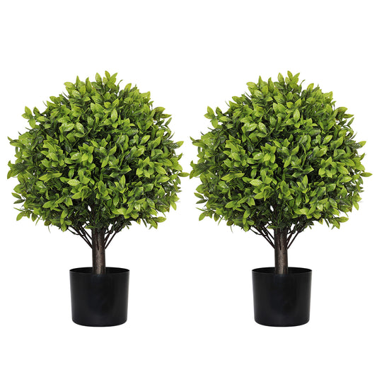 22in Artificial Tree Plastic 2-Piece Set for Home, Office and Staging Décor