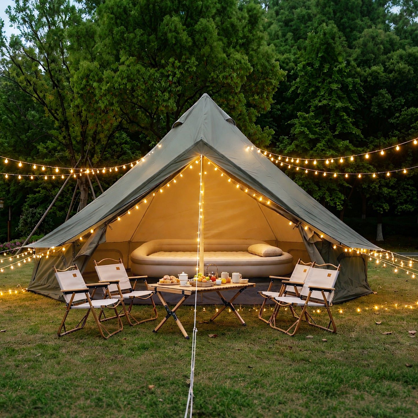 Oxford Bell Tent for Family Camping - Spacious 9.8ft Yurt with Stove Jack, Large Glamping Tents for 3-4 People, 4 Season
