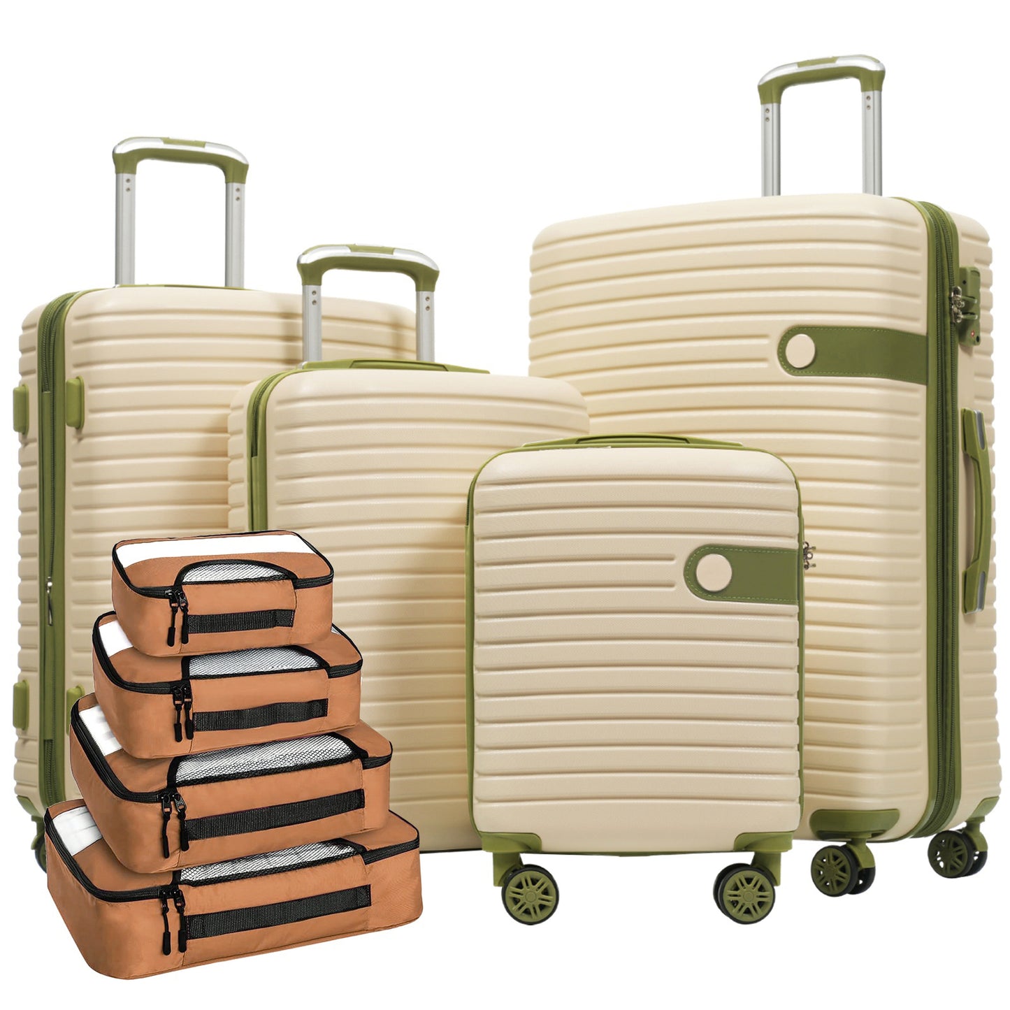 4 Piece Luggage Set Suitcase Set, ABS Hard Shell Lightweight Expandable Travel Luggage with 4 Packing Cubes, TSA Lock, Spinner Wheels for Men Women(16/20/24/28)