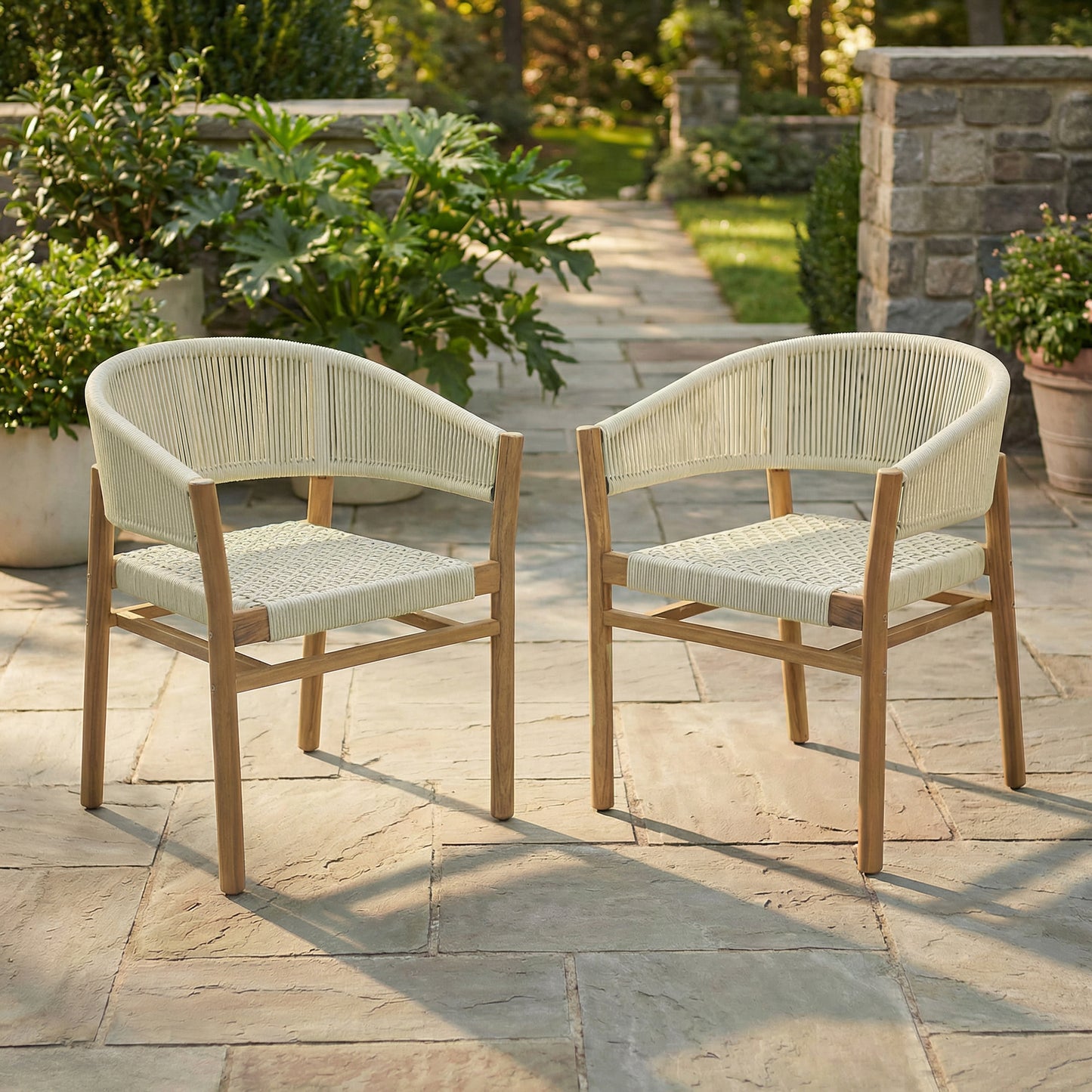 Outdoor Accent Chair Set 2 Person Seating Group Comfortable Garden Seating Elegant Double Outdoor Woven